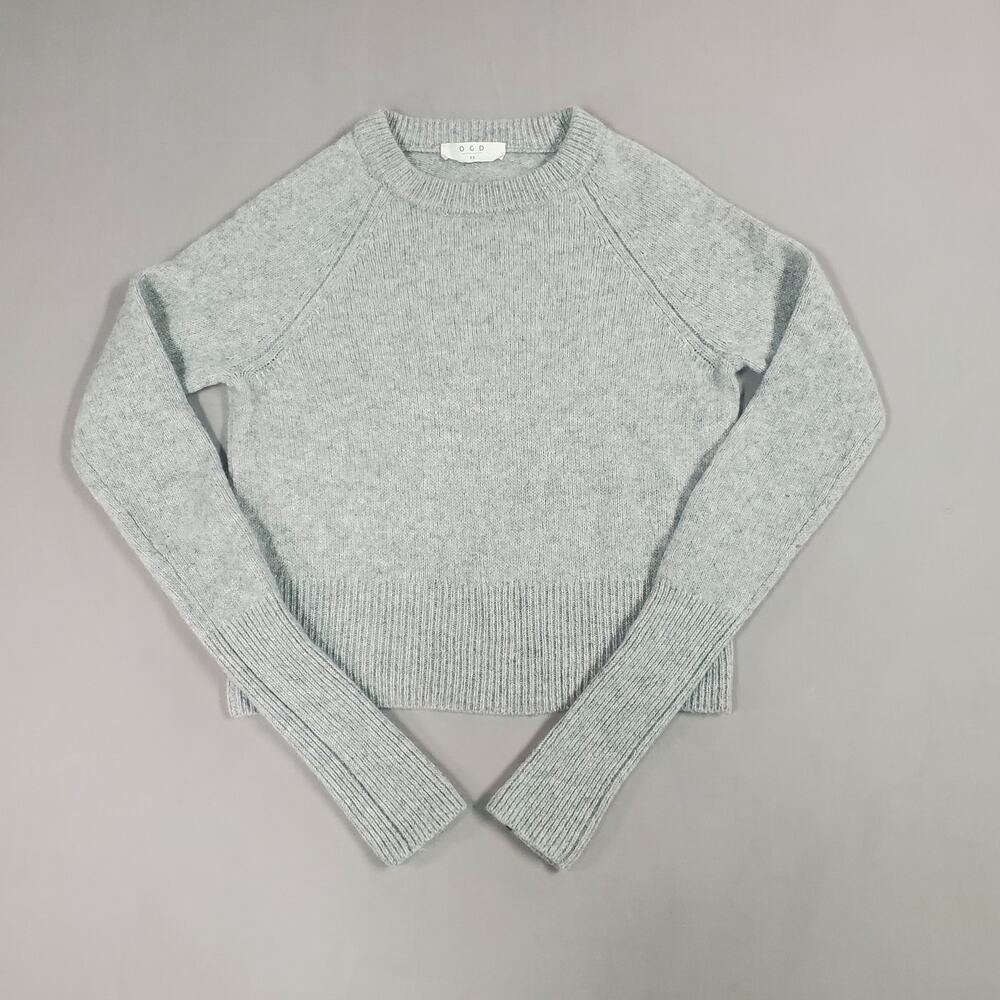 OGD One Grey Day Gray Cropped Sweater Womens Size XS 100% Cashmere